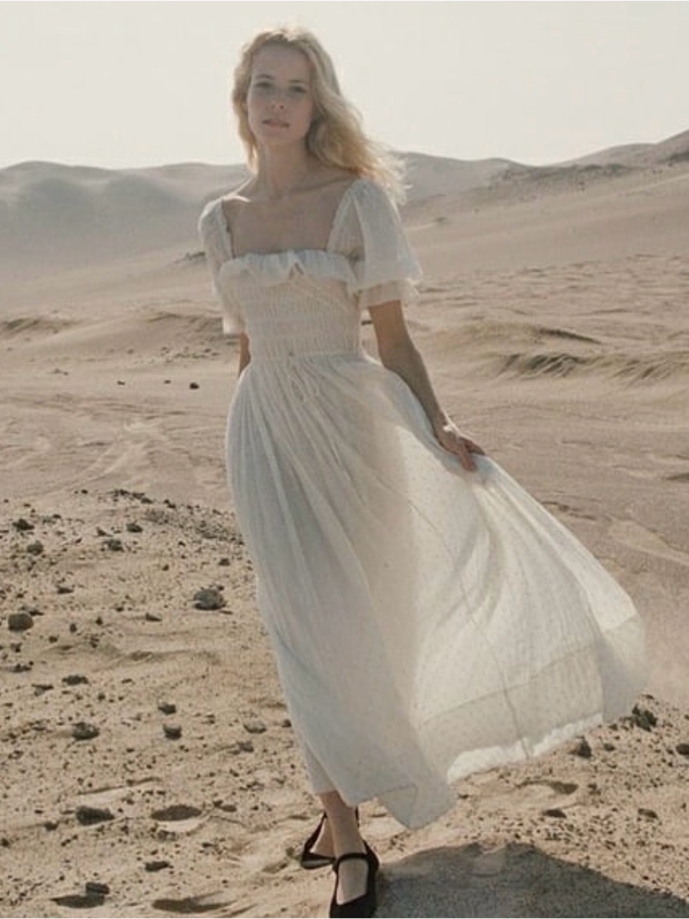 Dôen sol salt White Peasant Maxi Dress M euc 🦄